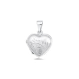 Sterling Silver Polished 17mm Engraved Heart Locket Pendant