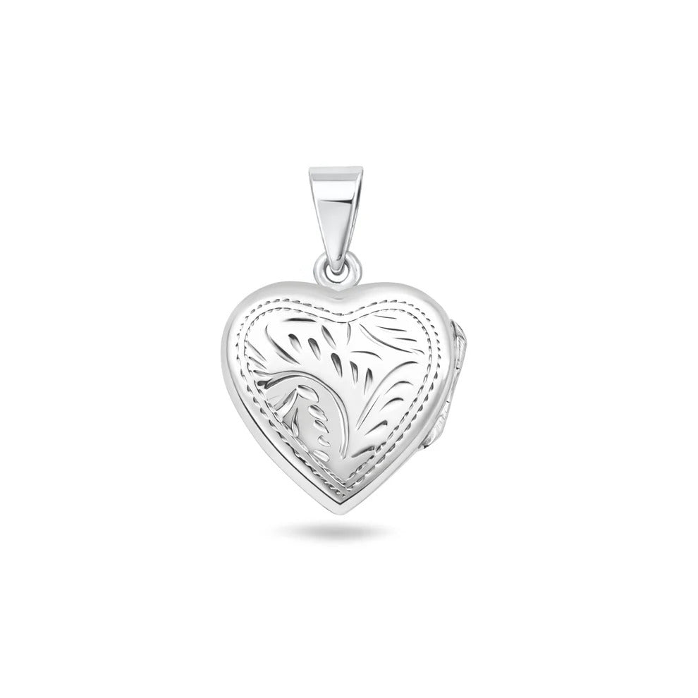 Sterling Silver Polished 20mm Engraved Heart Locket Pendant