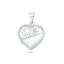 Load image into Gallery viewer, Sterling Silver Polished Engraved Heart 24mm Locket Pendant