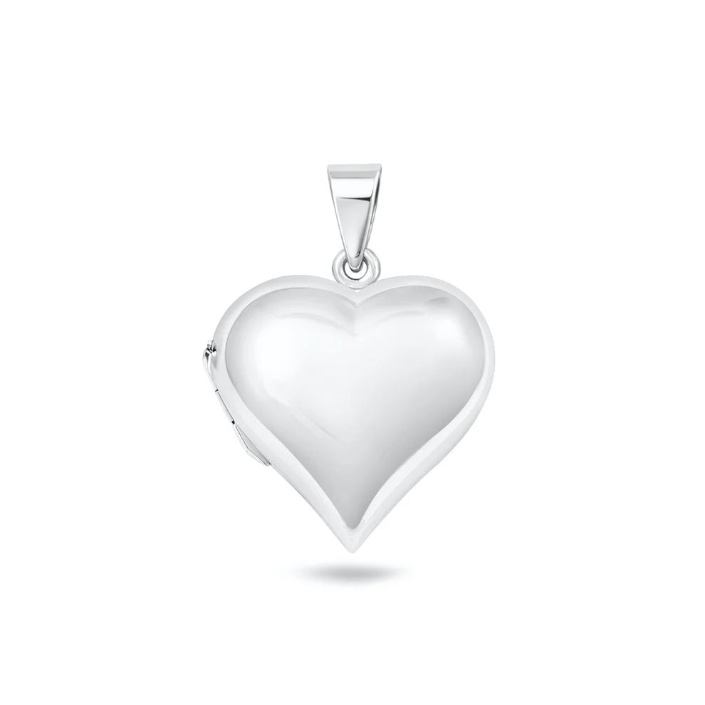 Sterling Silver Polished 24mm Heart Locket Pendant