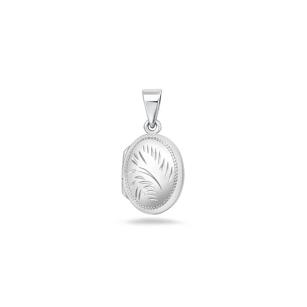 Sterling Silver Polished 16mm Engraved Oval Locket Pendant