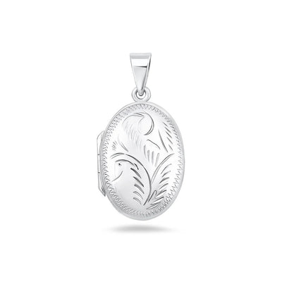 Sterling Silver Polished 25mm Engraved Oval Locket Pendant