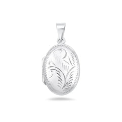 Sterling Silver Polished 25mm Engraved Oval Locket Pendant