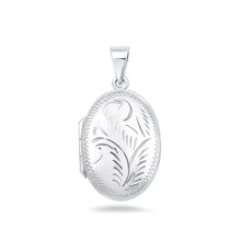Load image into Gallery viewer, Sterling Silver Polished 28mm Engraved Oval Locket Pendant