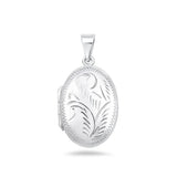 Sterling Silver Polished 28mm Engraved Oval Locket Pendant