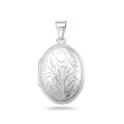 Sterling Silver Polished 30mm Engraved Oval Locket Pendant