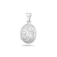 Load image into Gallery viewer, Sterling Silver Polished Engraved Oval Locket Pendant