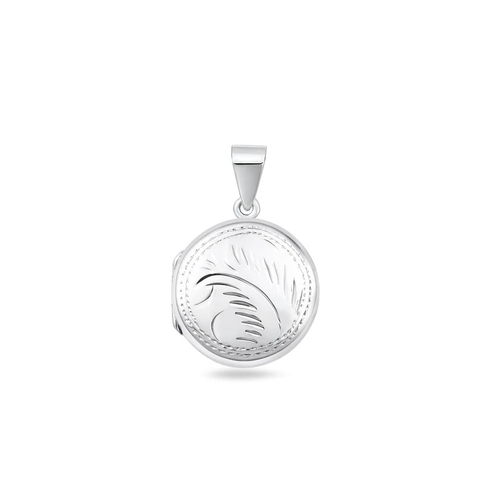 Sterling Silver Polished Engraved Locket Pendant