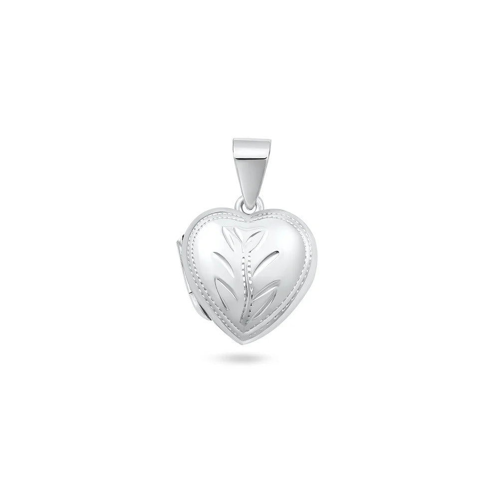 Sterling Silver Polished 15mm Engraved Heart Locket Pendant
