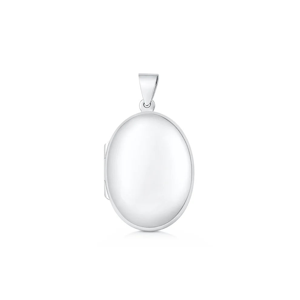 Sterling Silver Polished 25mm Oval Locket Pendant