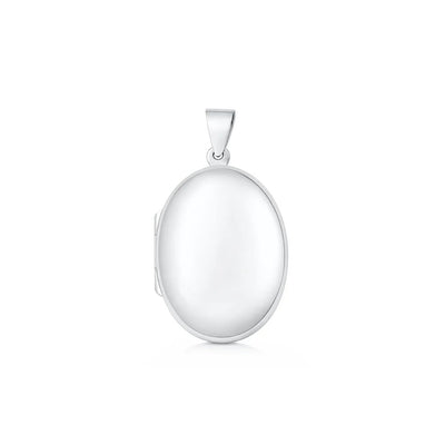 Sterling Silver Polished 25mm Oval Locket Pendant