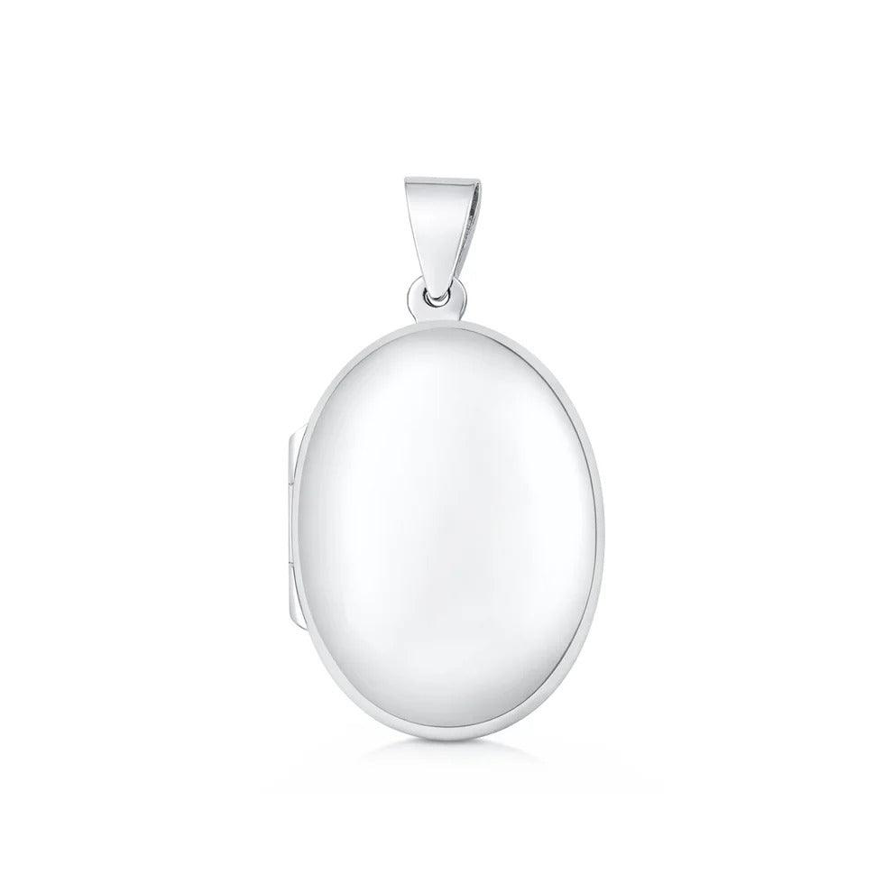 Sterling Silver Polished 28mm Oval Locket Pendant