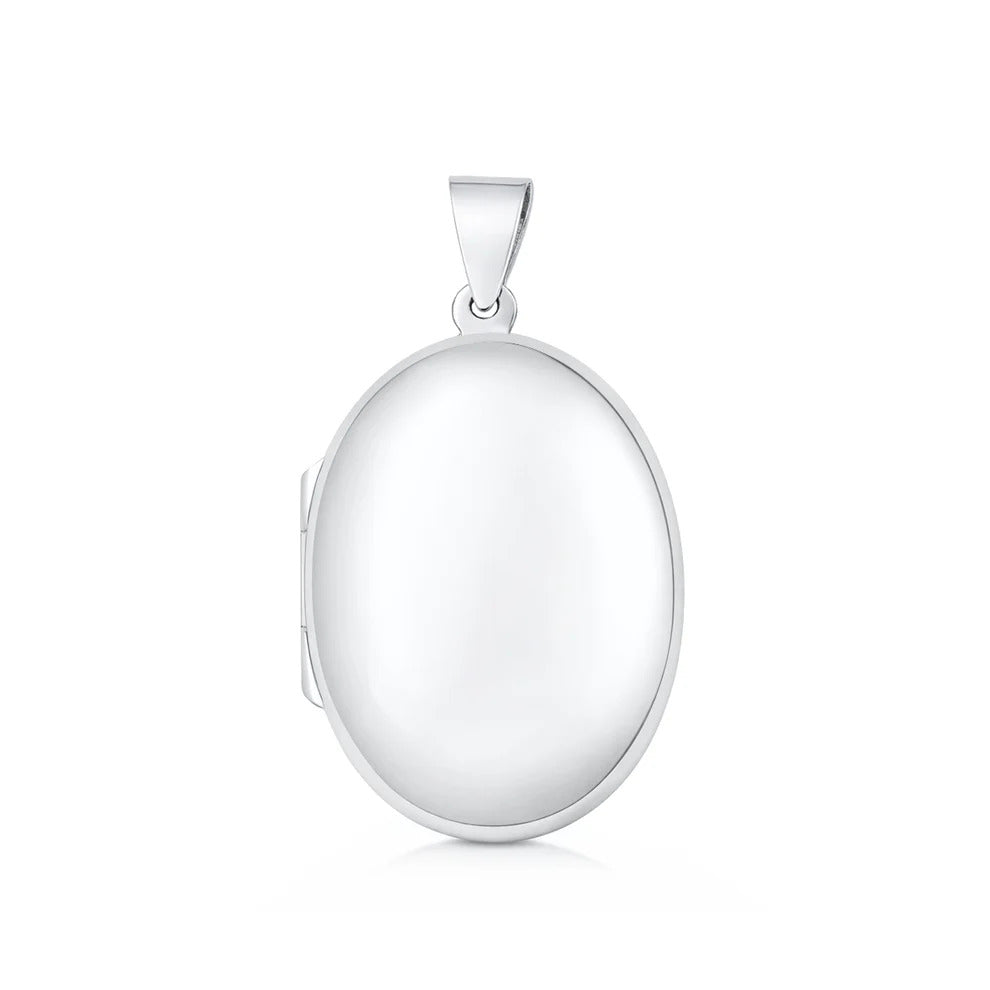 Sterling Silver Polished 30mm Oval Locket Pendant
