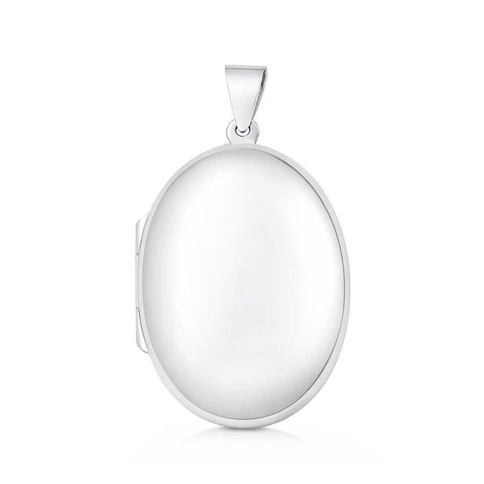 Sterling Silver Polished 35mm Oval Locket Pendant