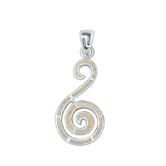 Sterling Silver White Lab Opal Swirl Pendant