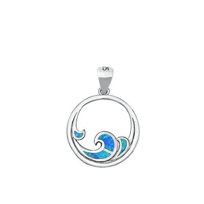 Sterling Silver Blue Lab Opal Waves Of Life Pendant
