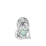 Sterling Silver White Lab Opal Heart Pendant