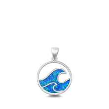 Load image into Gallery viewer, Sterling Silver Waves Blue Lab Opal Pendant