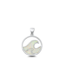 Load image into Gallery viewer, Sterling Silver Waves White Lab Opal Pendant
