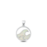 Sterling Silver Waves White Lab Opal Pendant