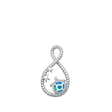 Load image into Gallery viewer, Sterling Silver Blue Lab Opal Sea Turtle Pendant