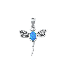 Load image into Gallery viewer, Sterling Silver Dragonfly Blue Lab Opal Pendant