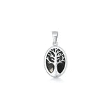 Sterling Silver Oxidized And Polished Black Onyx Stone Tree Of Life Pendant
