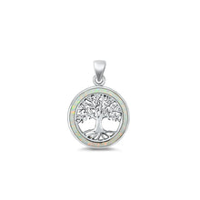 Load image into Gallery viewer, Sterling Silver Tree Of Life White Lab Opal Pendant