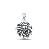 Sterling Silver Oxidized Green Man Pendant