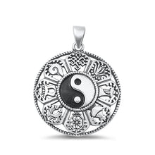 Load image into Gallery viewer, Sterling Silver Oxidized Yin Yang and Lucky Symbols Pendant
