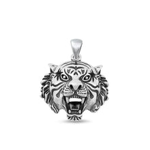 Load image into Gallery viewer, Sterling Silver Oxidized Tiger Head Pendant