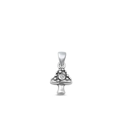 Sterling Silver Oxidized Mushroom Pendant