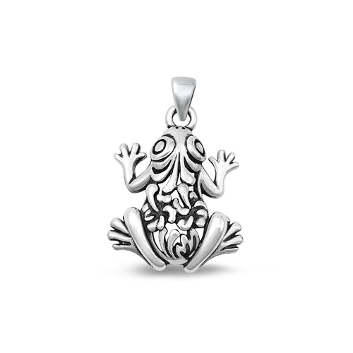 Sterling Silver Oxidized Frog Pendant