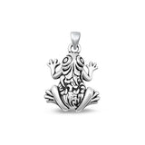 Sterling Silver Oxidized Frog Pendant