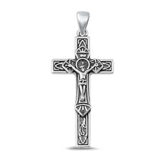 Sterling Silver Oxidized Crucifix Cross Pendant