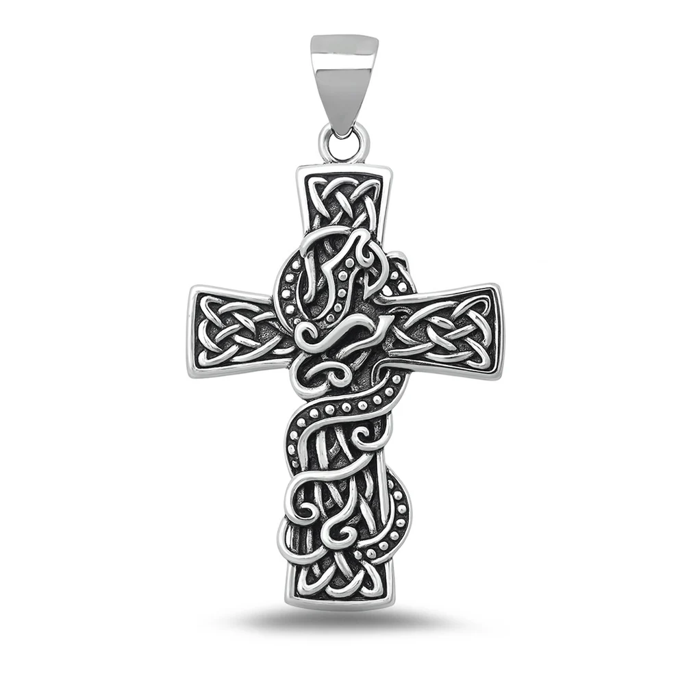 Sterling Silver Oxidized And Polished Celtic Cross Pendant