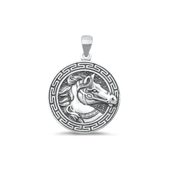 Sterling Silver Oxidized Horse Pendant