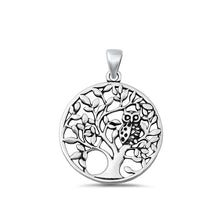 Load image into Gallery viewer, Sterling Silver Oxidized Tree and Owl Pendant
