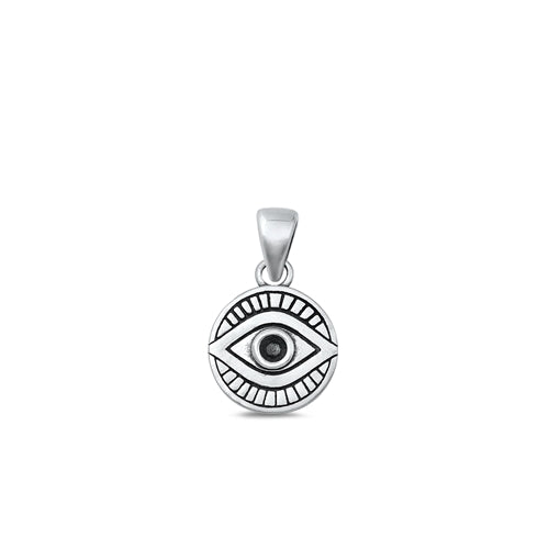 Sterling Silver Oxidized Evil Eye Pendant