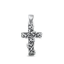Load image into Gallery viewer, Sterling Silver Oxidized Cross with Leaves Pendant-25.8mm