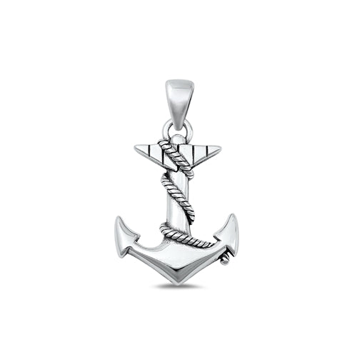 Sterling Silver Oxidized Anchor Pendant