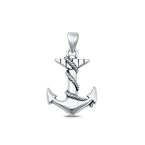 Sterling Silver Oxidized Anchor Pendant