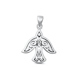 Sterling Silver Oxidized Bird Pendant