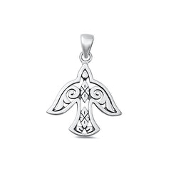 Sterling Silver Oxidized Bird Pendant