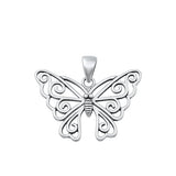 Sterling Silver Oxidized Butterfly Pendant-19.8mm