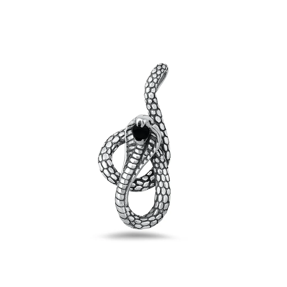 Sterling Silver Oxidized Snake Pendant