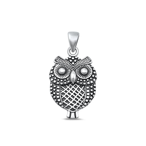 Sterling Silver Oxidized Owl Pendant