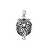 Sterling Silver Oxidized Owl Pendant