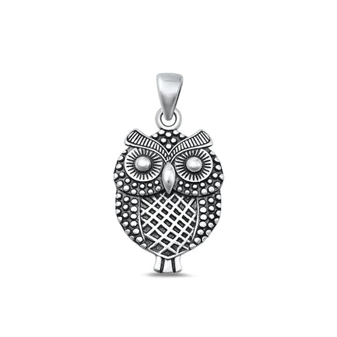 Sterling Silver Oxidized Owl Pendant