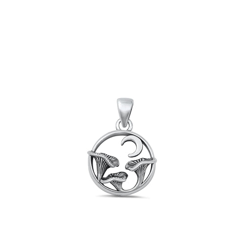 Sterling Silver Oxidized Mushrooms Pendant